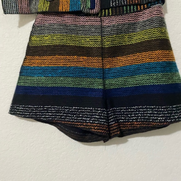 N/Nicholas Textured Horizontal Multicolor Striped Knit Belted Retro Shorts Sz 4 - Picture 4 of 13